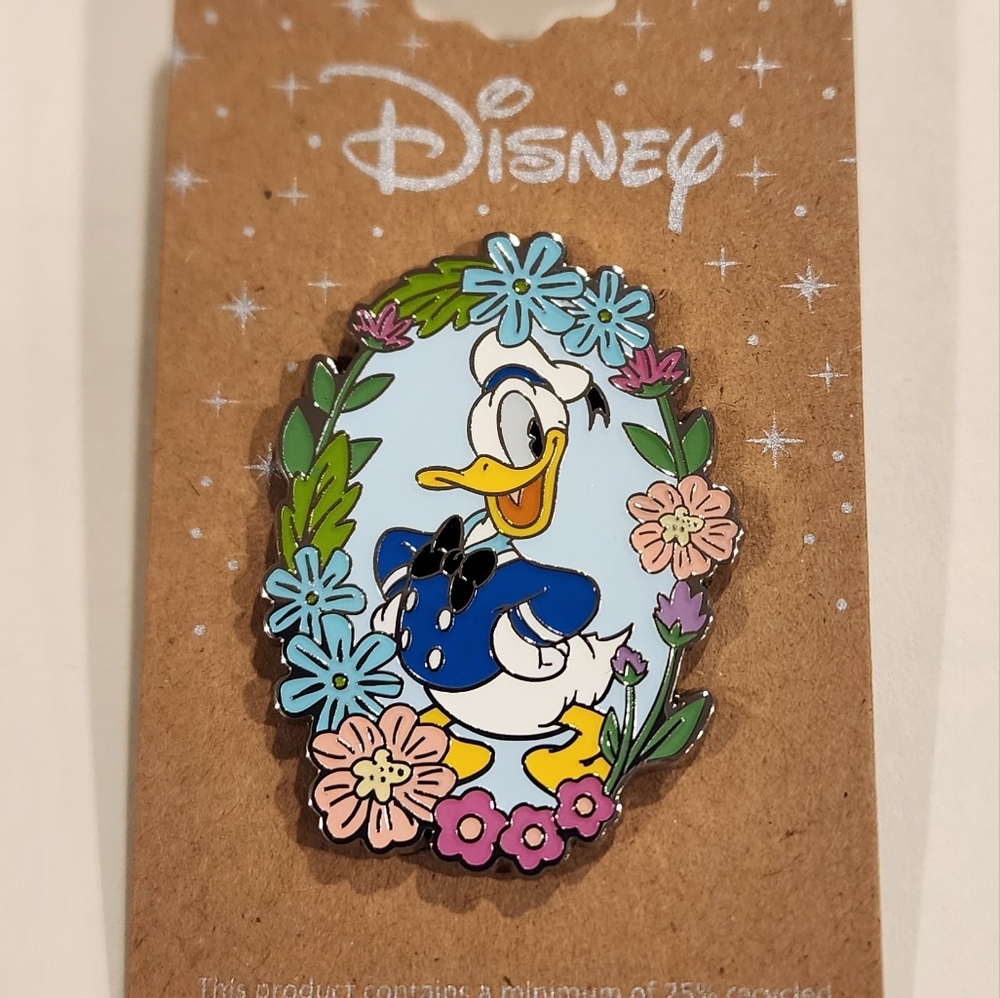 Disney Donald Duck Floral Portrait Pose Spring Flowers Enamel Pin NEW
